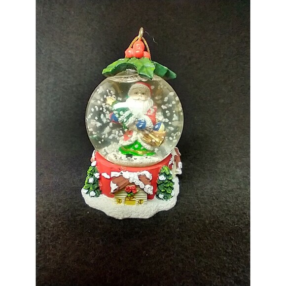 Water Snow Globe Santa & Toy Sack & Tree Ornament Glass * New In Box * - Picture 1 of 6